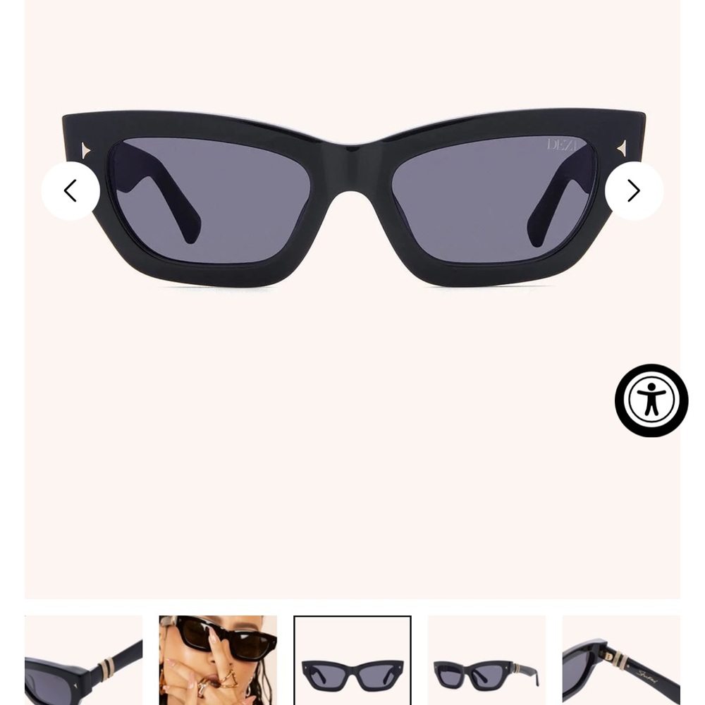 Dezi Black Rectangular Sunglasses With Silver Acc… - image 1